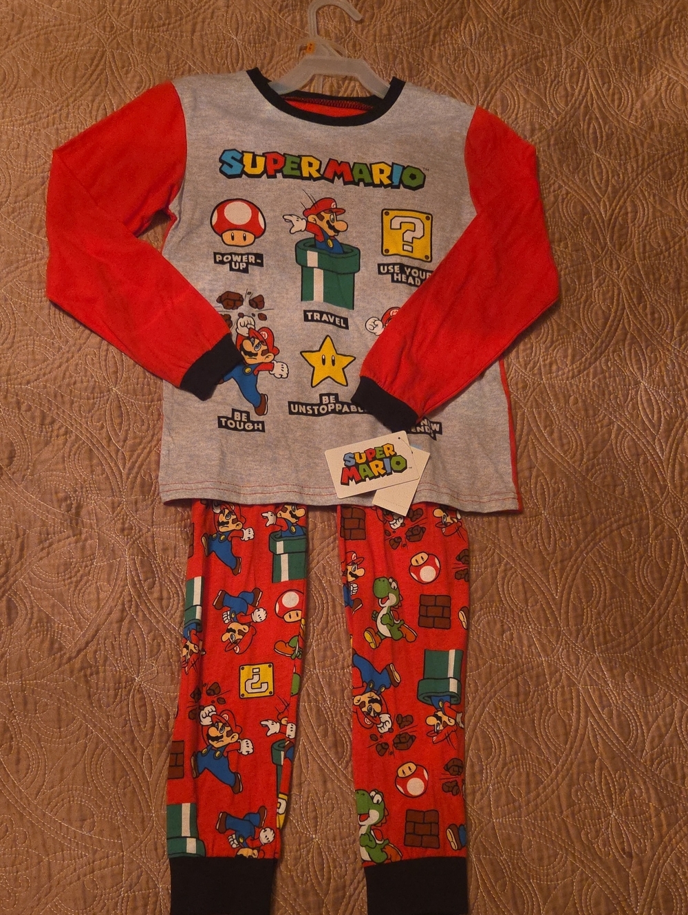 Nintendo Super Mario Red & Gray Kids Pajama Set with Character Print